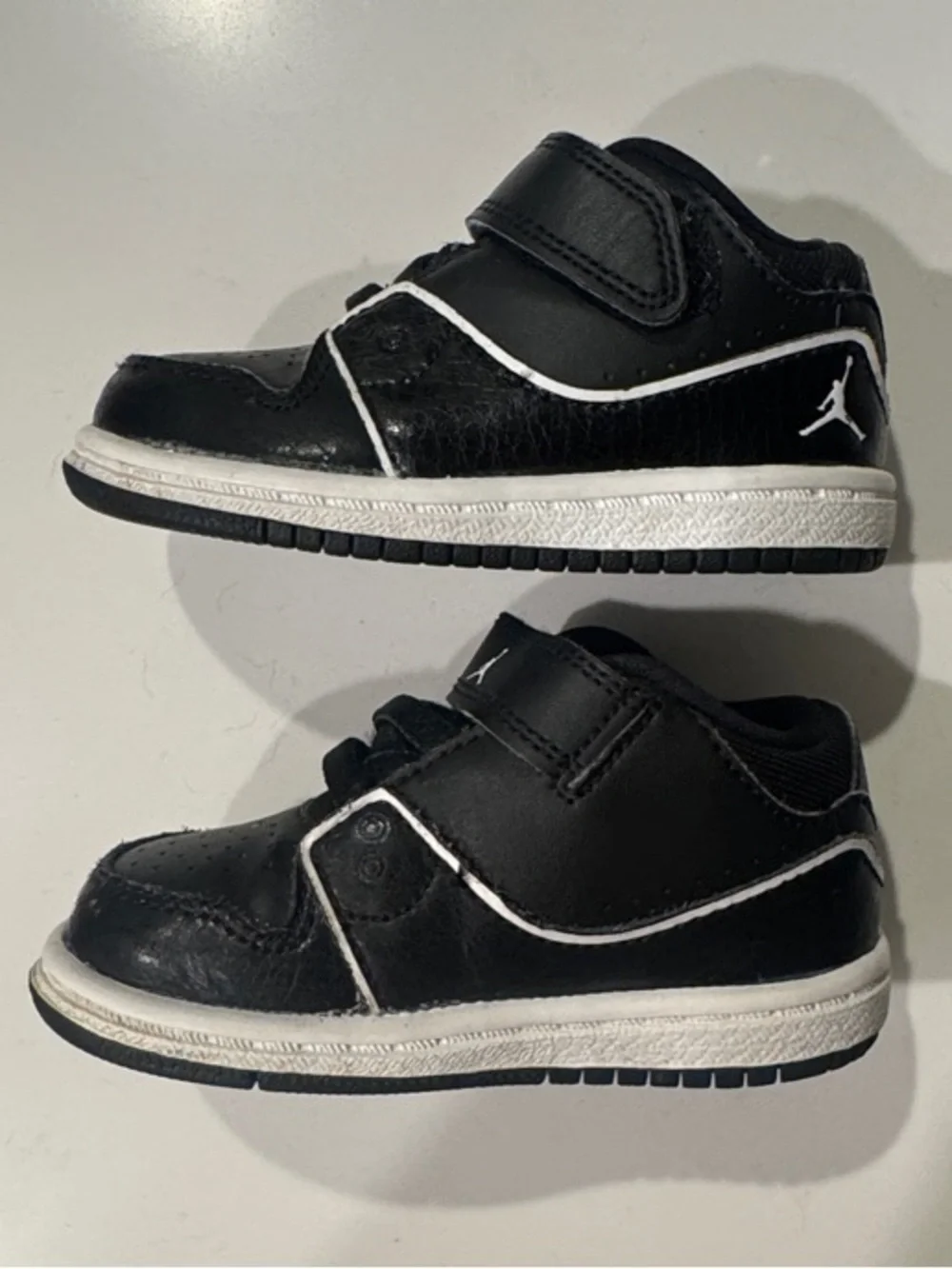 Jordan Baby Black and White Velcro Strap Sneakers
